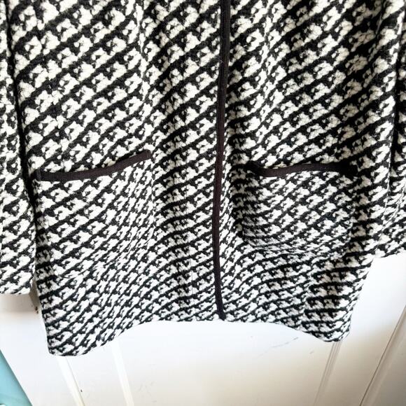 Talbots Wool Blend Sweater Coat Jacket Hidden Snap Buttons Houndstooth Style 1X - Picture 4 of 13
